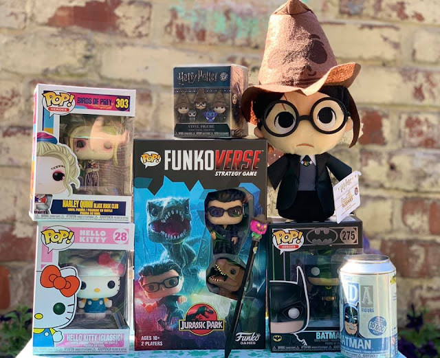 A selection of Funko products including Harry Potter, Harley Quinn, Hello, Kitty, Batman and Jurassic Park A selection of Funko products including Harry Potter, Harley Quinn, Hello, Kitty, Batman and Jurassic Park